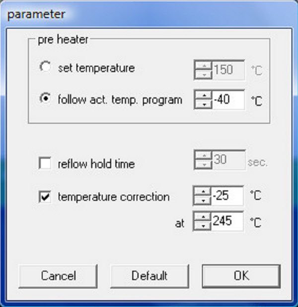Parameter-Einstellung - Temperatur-Korrektur